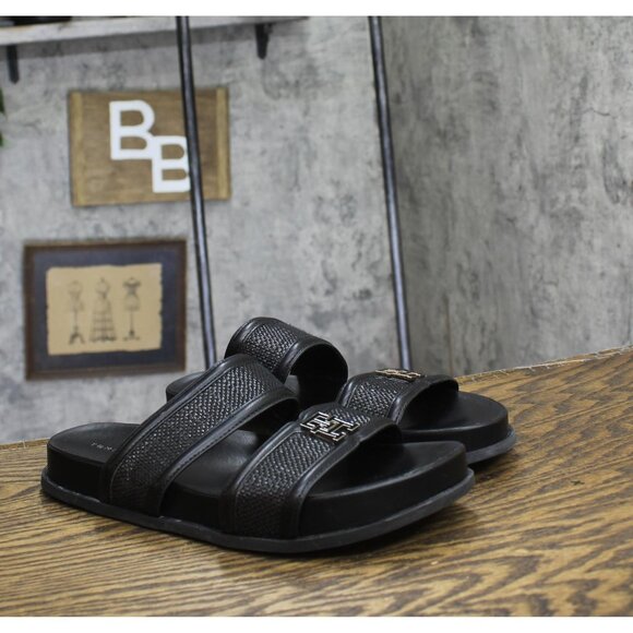Tommy Hilfiger Womens Jiana 2 Strap Slide Sandals TWJIANA Black 9.5M - Picture 1 of 12